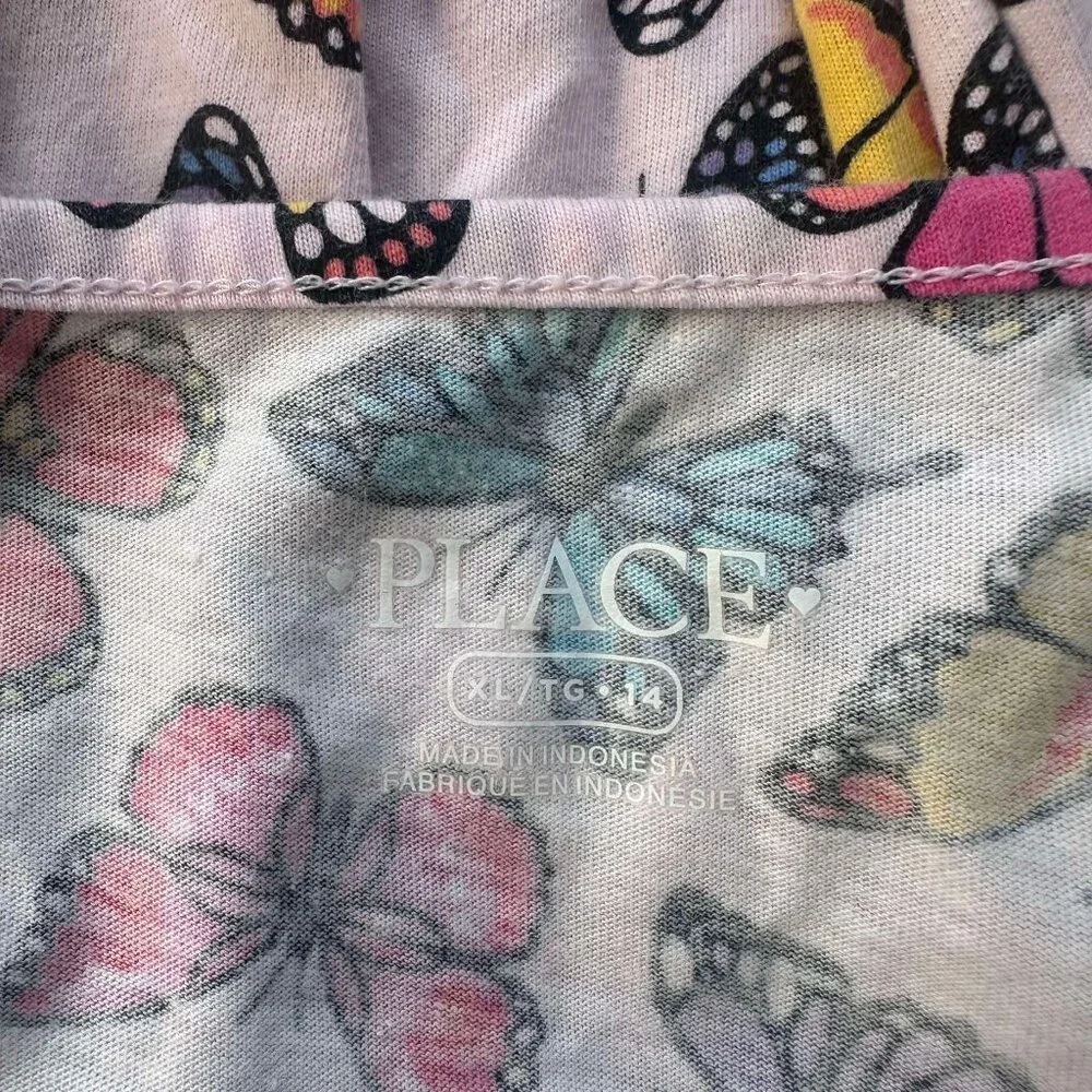 The Children's Place | Rose Mist Butterfly Print Tiered Dress | Size Extra Large